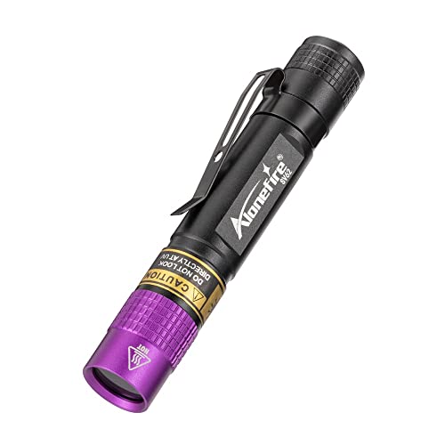 Alonefire SV62 3W Klein 365nm LED UV Taschenlampe Tragbar Mini Ultraviolett Schwarzlicht Heimtierurin Detektoren für Mineral, Bernstein, Geld Detektor mit AAA Batterie von Alonefire