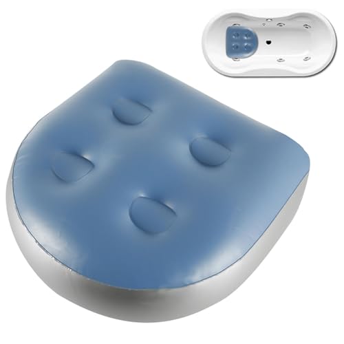 Aufblasbare Sitzerhöhung Spa Booster Sitzpolster Sitzauflage für Whirlpools Rückenstütze Bad Weiches Aufblasbares Badewannenkissen Rutschfester Matte Sitze Entspannendes Rückenpolster (Blau 1PCS) von Alongen
