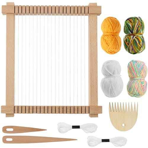 Holz Webrahmen Werkzeug Kit Lustige Kinder Webwerkzeug Set im Alter von 4-12 Jahren Safer Strick Kit Holz Webstuhl Set Anfängerfreundliches Weben,Komplett mit Reichlich Garn für Kinder Anfänger Holz Webrahmen Werkzeug Kit Lustige Kinder Webwerkzeug Set im Alter von 4-12 Jahren Safer Strick Kit Holz Webstuhl Set Anfängerfreundliches Weben,Komplett mit Reichlich Garn für Kinder Anfänger von Alongen