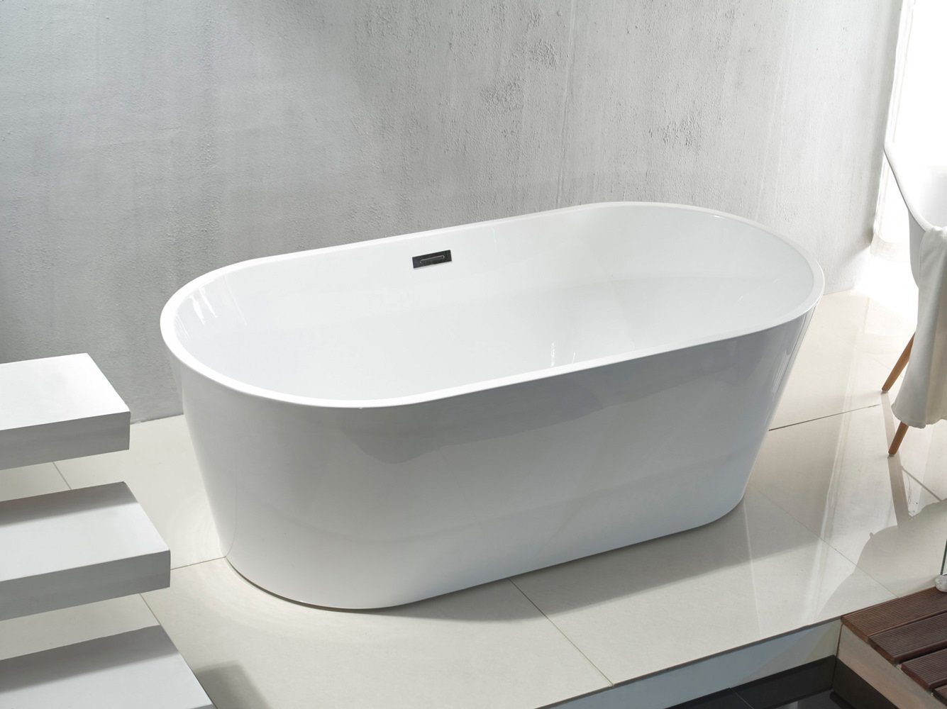 Aloni Badewanne FB6100, (1-tlg), Aloni Rondo Freistehende Badewanne Acryl Weiß rund 180x80 cm von Aloni