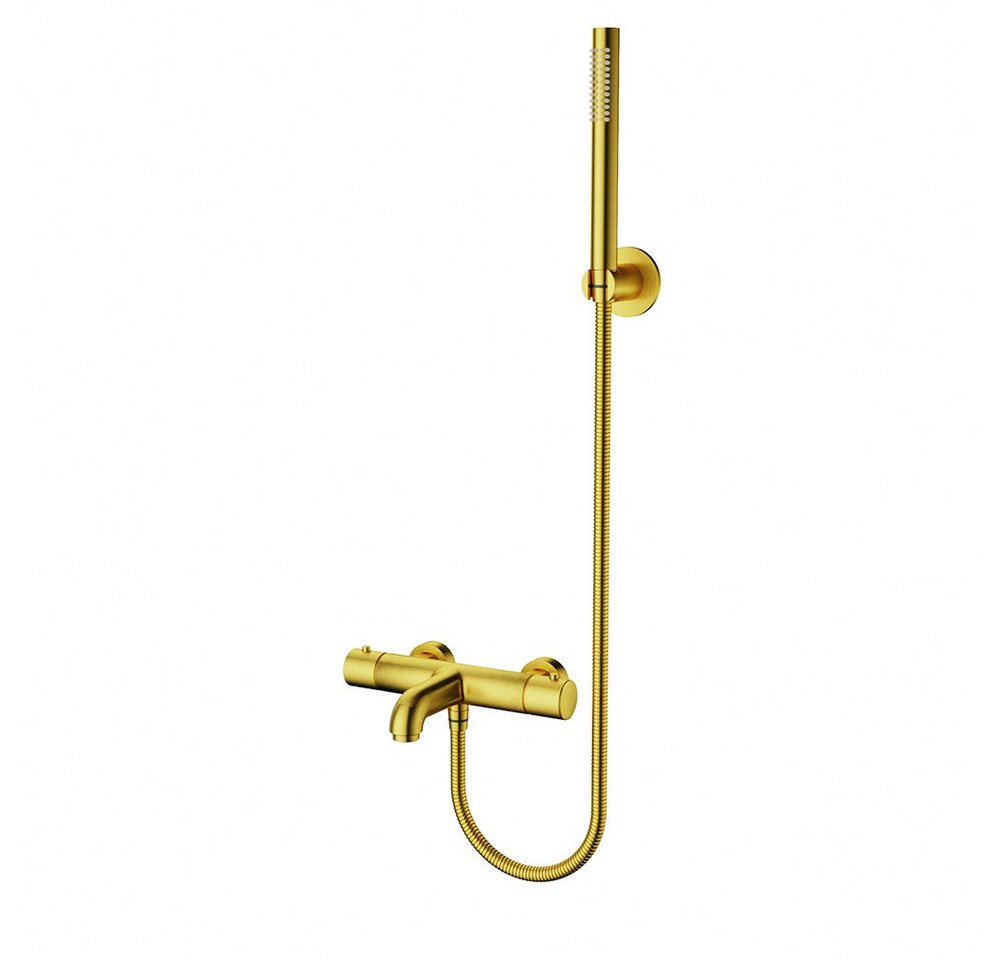 Aloni Duscharmatur CR6004-7BG (set, 1-St., Armatur mit Handbrause) Aloni Wannenarmatur mit Thermostat und Handbrause Gold gebürstet von Aloni