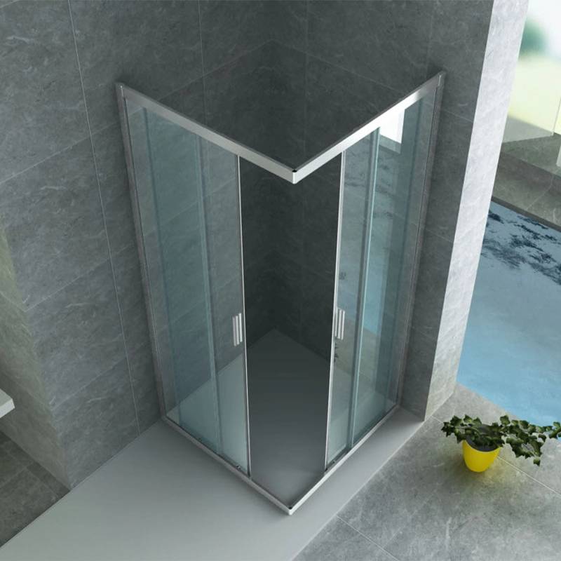 Aloni Duschkabine Eckeinstieg Und Schiebetüren Chrom Klarglas BxTxH 900x900x1950mm von Aloni