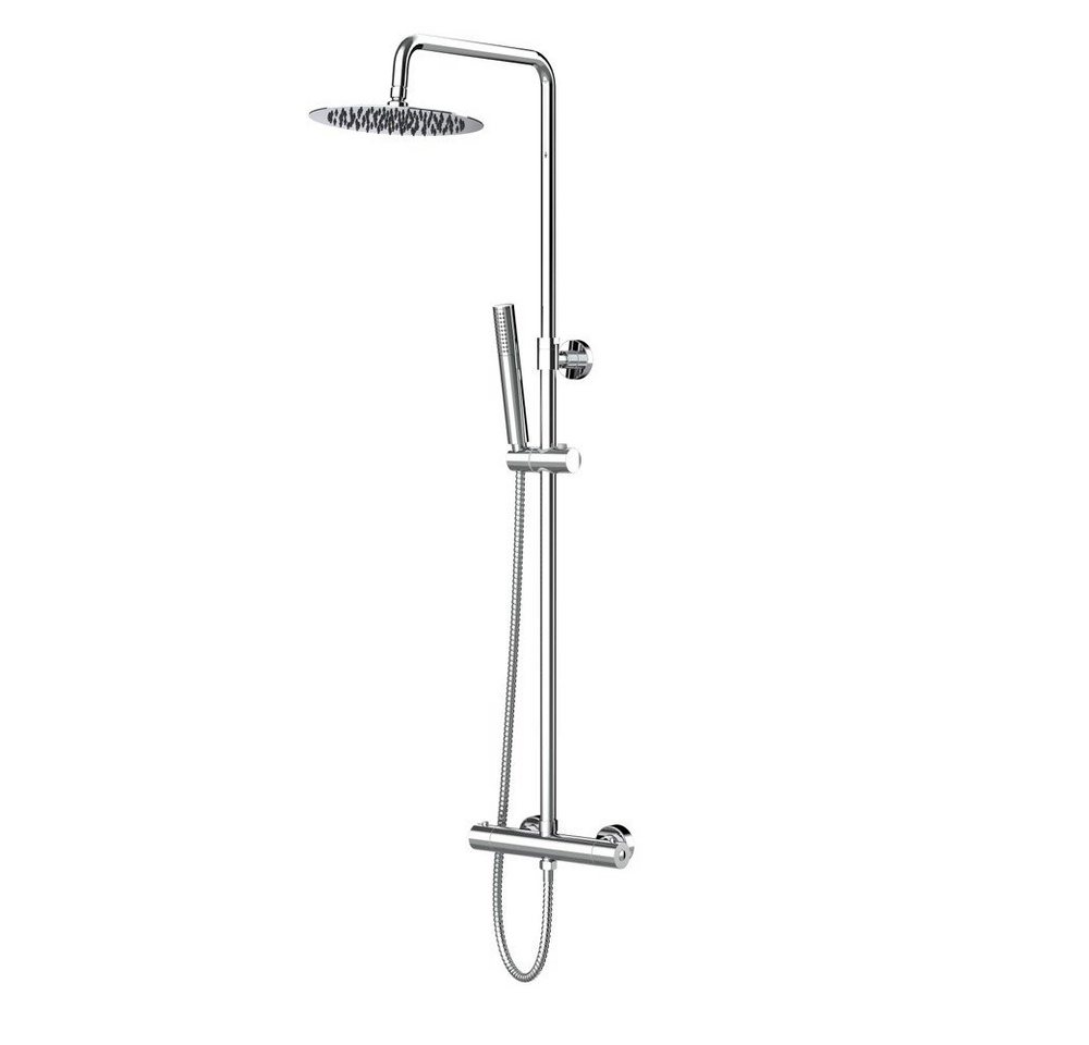 Aloni Duschsystem OPT1, Höhe 120 cm, komplett_set, 1 tlg., Handbrause, Wandhalter, Brauseschlauch, Armatur, Thermostat-Duschgarnitur mit Kopfbrause Handbrause Chrom rund von Aloni