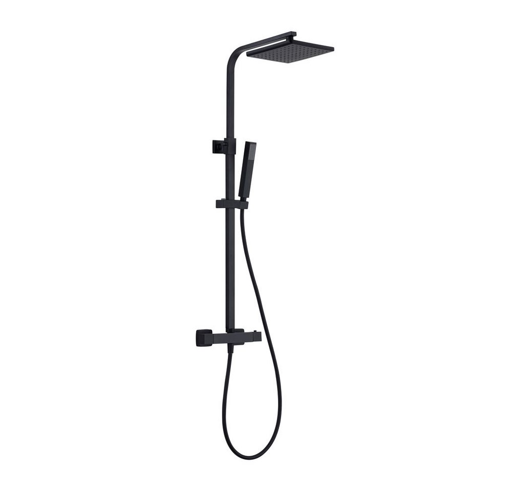 Aloni Duschsystem OPT2B, Höhe 120 cm, set, 1 tlg., Wandhalter, Brauseschlauch, Armatur, Aloni Optimo Quadro Regendusche System Mit Thermostathahn von Aloni