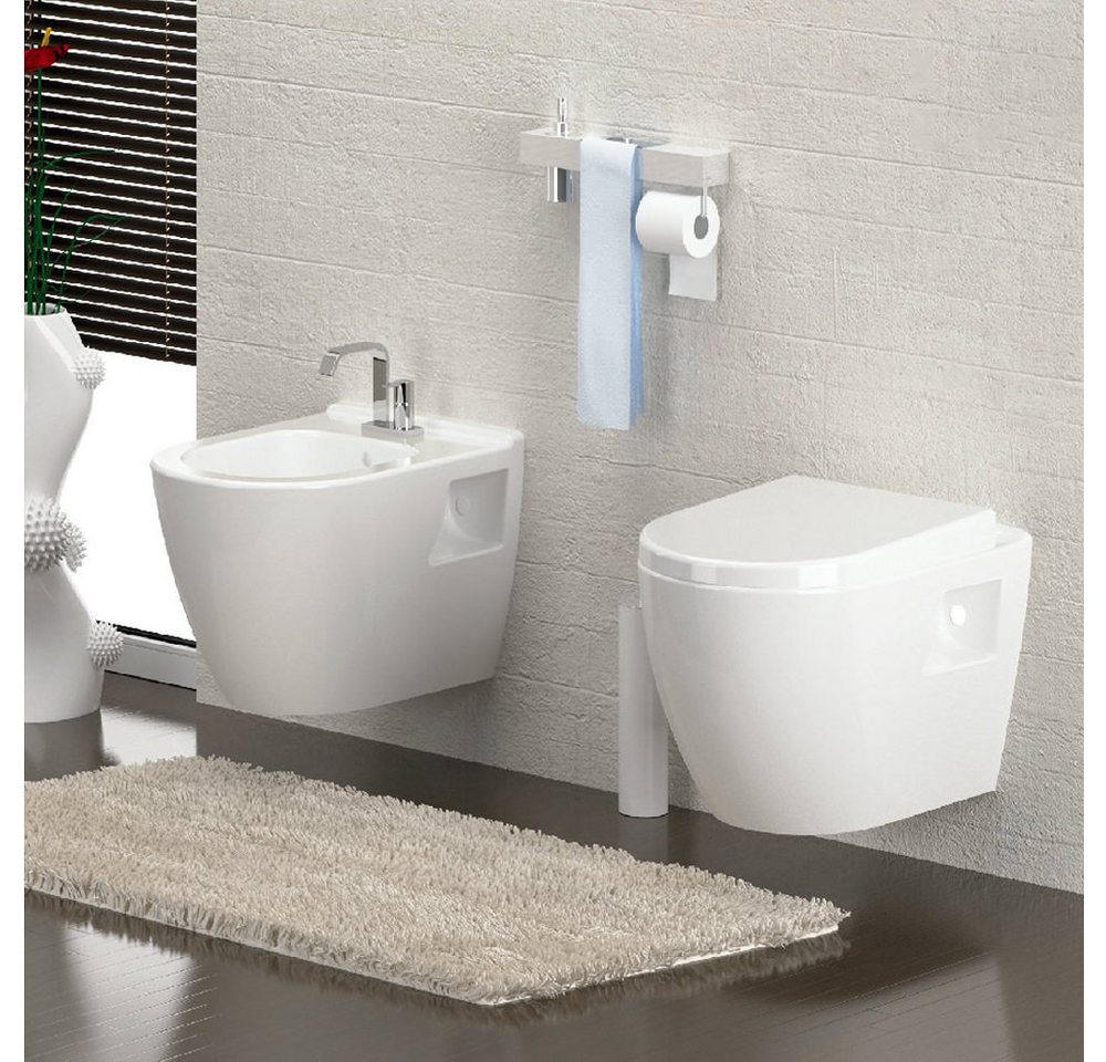 Aloni Tiefspül-WC EB-AL5508+AL0402, Hänge Dusch WC Taharet Bidet Funktion Toilette Aloni WC mit von Aloni