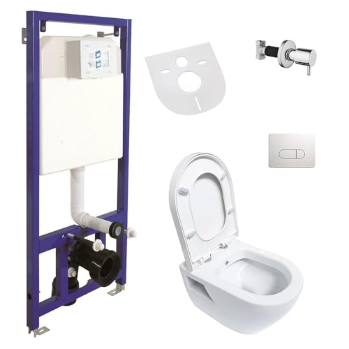 Hänge Dusch WC Taharet Bidet Toilette Vorwandelement Spülkasten + Ventil + AC90L von Aloni