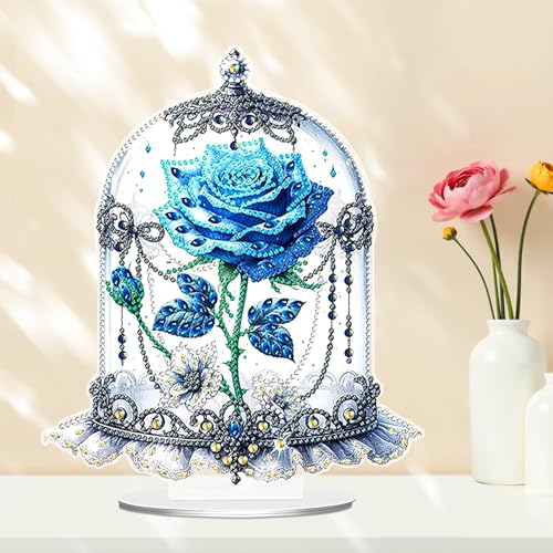 Alovez Blaue Rose Diamond Painting Deko Aufsteller Diamond Painting Tischdeko 5D Diamant Painting Bastelset für Wohnzimmer Schlafzimmer Esstischdekoration Alovez Blaue Rose Diamond Painting Deko Aufsteller Diamond Painting Tischdeko 5D Diamant Painting Bastelset für Wohnzimmer Schlafzimmer Esstischdekoration von Alovez