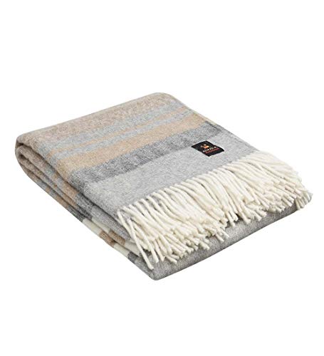 Decke / Überwurf aus spezieller Alpakawolle, Cherokee-Stil, warm und weich, Kombination 22 (Elfenbein/weiches Grau/Beige/Hellbraun) von Alpaca Warehouse