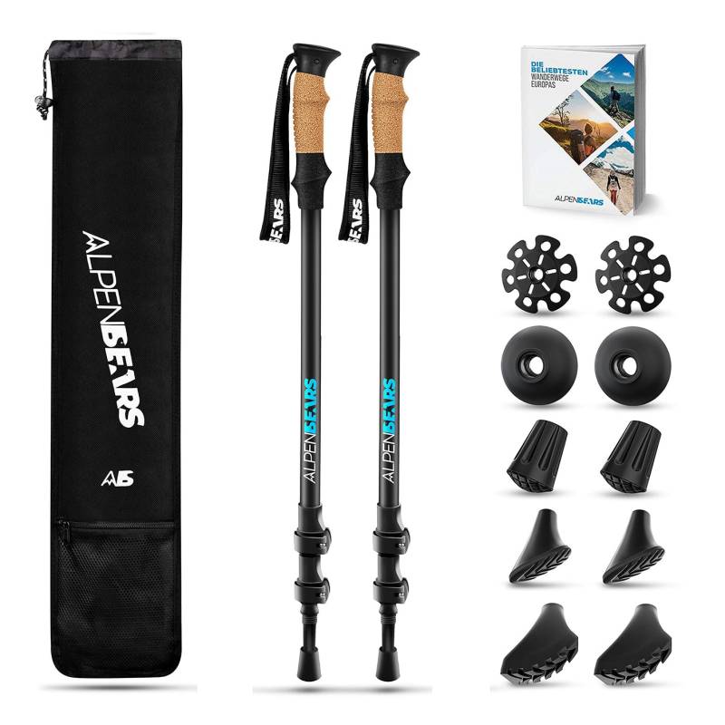Teleskop Wanderstöcke mit Gummipuffer Set - Aluminium von Alpen Bears
