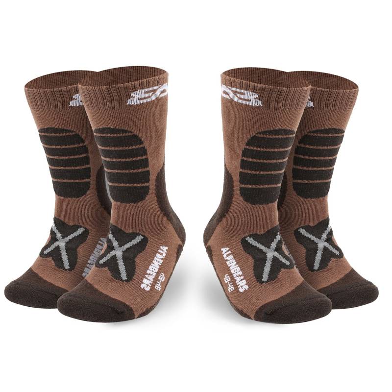 Wandersocken Merino Wolle - 2er-Set - Braun - Größe 39-42 von Alpen Bears