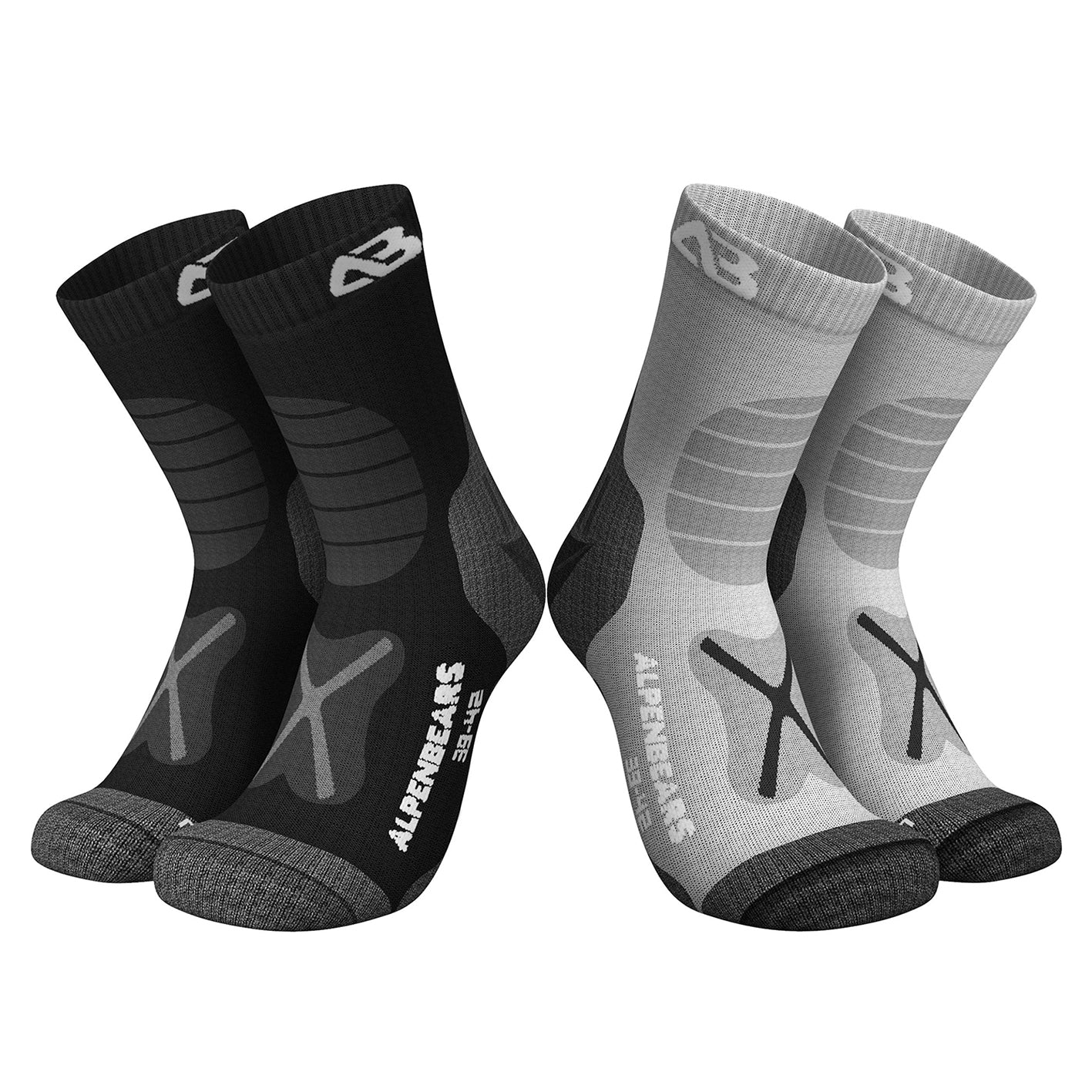 Wandersocken Merinowolle - 2er-Set - Grau-Schwarz - Größe 43-38 Wandersocken Merinowolle - 2er-Set - Grau-Schwarz - Größe 43-38 von Alpen Bears