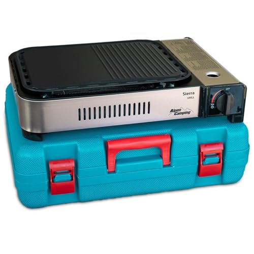 Alpen – Gasgrill Plancha 2100 W Piezo hochwertig + Transportkoffer von Alpen Camping GAS ENERGY