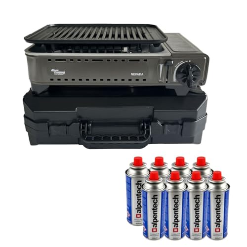 Tragbarer Gasgrill, 1780 W + 8 Kartuschen für Butangas, Piezo-Zündung + Koffer Camping Alpen Tragbarer Gasgrill, 1780 W + 8 Kartuschen für Butangas, Piezo-Zündung + Koffer Camping Alpen von Alpen Camping GAS ENERGY