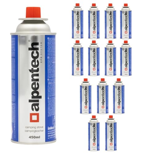 Alpen Camping 14-er Pack Butangas Kartusche 250g 450ml | Stechkartusche für Gaskocher Lötbrenner Bunsenbrenner Camping Herd Outdoor Kochen Nachfüllbare Gasflasche EN 417 Kompatibel (14 Stück) von Alpen Camping