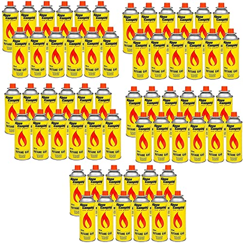 Alpen Camping Butan 60x400ml Gaskartuschen Gasflasche für Gaskocher Campingkocher Bunsenbrenner Lötbrenner 400ml EN417 (60 Stück) von Alpen Camping