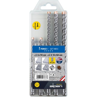 SDS-plus Bohrersatz FORCE X 5-teilig von Alpen