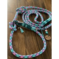 Retrieverleine - Bunt Türkis Mit Namenskettchen von AlpenDog