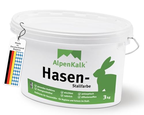 AlpenKalk® Hasenstallfarbe | Natürliche Kalkfarbe für Kleintierställe | Hygienisch & antiseptisch | Ohne Chemie für artgerechte Haltung | Gesunde Umgebung für Hasen | 3 kg von AlpenKalk