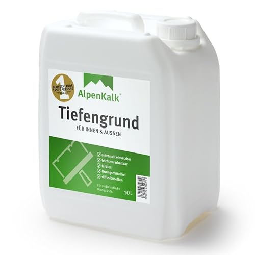 AlpenKalk® Haft- und Tiefengrund | 10 l für bis zu 100 m² | Farblos & Universell für Innen & Außen | Lösungsmittelfrei, Diffusionsoffen AlpenKalk® Haft- und Tiefengrund | 10 l für bis zu 100 m² | Farblos & Universell für Innen & Außen | Lösungsmittelfrei, Diffusionsoffen von AlpenKalk