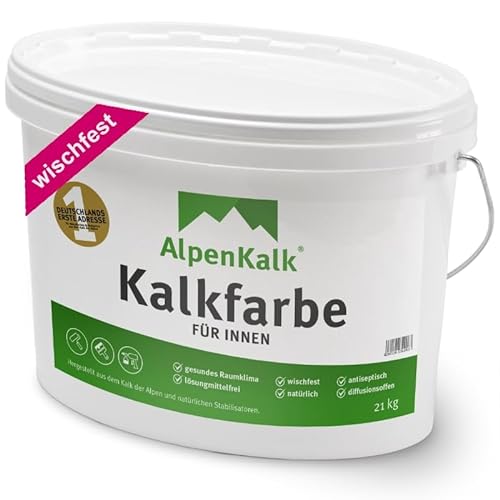 AlpenKalk® Kalkfarbe | Atmungsaktive Kalkfarbe für Innenräume | Ohne Giftstoffe, Premium Qualität & Wischfest | Hochdeckend mit Antiseptischer Wirkung | 6 kg für ca. 30 m² von AlpenKalk