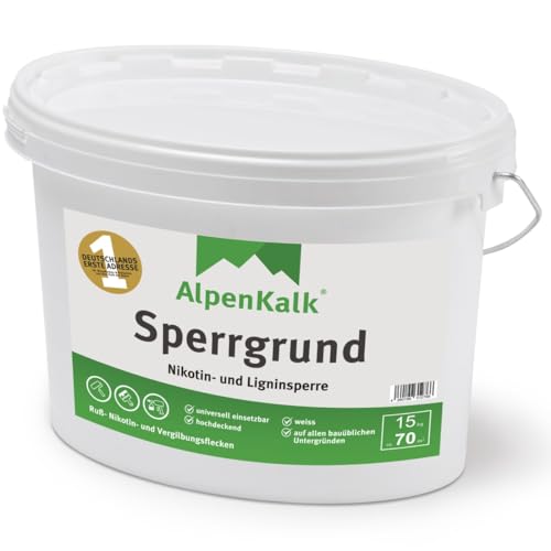 AlpenKalk Sperr- und Isoliergrund | Weißpigmentierter Grundierungsschutz | Flecken Isolierung | Ideale Vorbereitung für Wände | 15 kg für ca. 70 m² von AlpenKalk