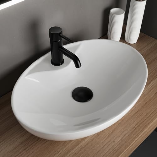 Alpenberger Bad Waschbecken Oval 66 cm Breit | Handwaschbecken Klein Gäste WC | Aufsatzwaschbecken mit Hahnloch | Waschschüssel für Badezimmer | Waschtisch Klein Waschschale Alpenberger Bad Waschbecken Oval 66 cm Breit | Handwaschbecken Klein Gäste WC | Aufsatzwaschbecken mit Hahnloch | Waschschüssel für Badezimmer | Waschtisch Klein Waschschale von Alpenberger Germany