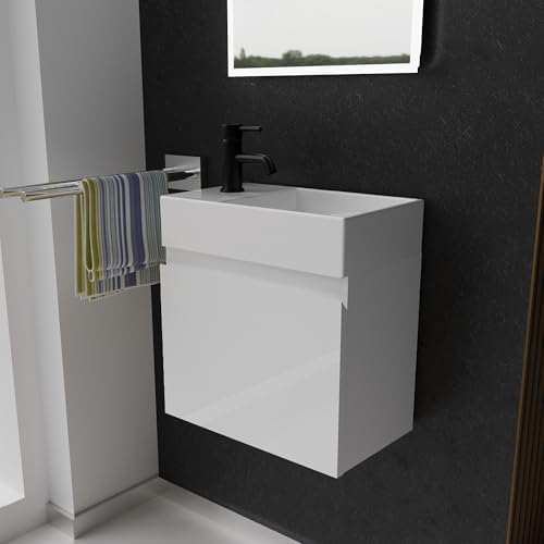 Alpenberger Gäste WC Waschbecken mit Unterschrank 45 cm Breit | Waschtisch Set Klein | Aufsatzwaschbecken Waschtischunterschrank Hängend | Möbel Bademöbel-Set | Waschbeckenunterschrank Weiß Alpenberger Gäste WC Waschbecken mit Unterschrank 45 cm Breit | Waschtisch Set Klein | Aufsatzwaschbecken Waschtischunterschrank Hängend | Möbel Bademöbel-Set | Waschbeckenunterschrank Weiß von Alpenberger Germany