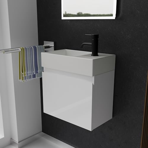 Alpenberger Gäste WC Waschbecken mit Unterschrank 45 cm Breit | Waschtisch Set Klein | Aufsatzwaschbecken Waschtischunterschrank Hängend | Möbel Hängeschrank | Waschbeckenunterschrank Weiß Alpenberger Gäste WC Waschbecken mit Unterschrank 45 cm Breit | Waschtisch Set Klein | Aufsatzwaschbecken Waschtischunterschrank Hängend | Möbel Hängeschrank | Waschbeckenunterschrank Weiß von Alpenberger Germany