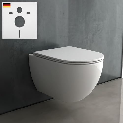 Alpenberger WC mit Bidet Funktion | Dusch WC Spülrandlos | Toilette für Intimdusche | Taharet WC Kloschüssel mit Softclose Toilettensitz | Wand WC mit Nano | Hänge WC Set Passend Geberit (6201 S) von Alpenberger Germany