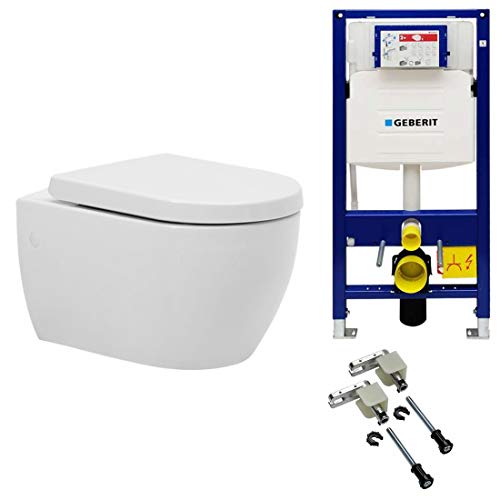 Alpenberger Toilette | Wand WC Spülrandlos | Hänge WC Komplettset Vorwandelement | Moderne Kloschüssel mit Geberit Unterputz WC Spülkasten & Geberit Duofix Bausatz (7201 U Set) von Alpenberger Germany