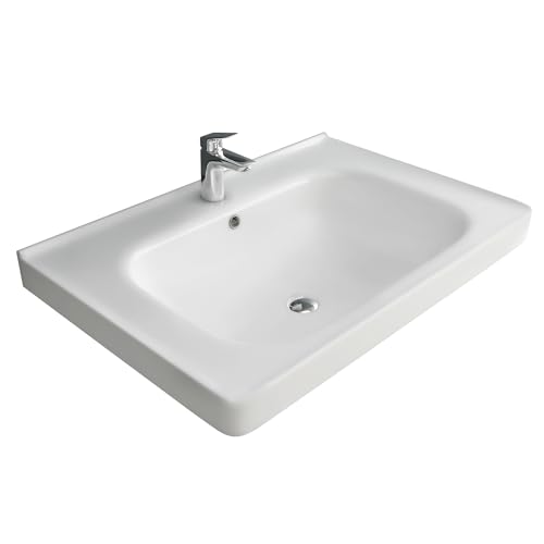 Alpenberger Waschbecken 65 cm Breit | Gäste WC & Badezimmer | Waschtisch Eckig | Hängewaschbecken Wandmontage | Handwaschbecken mit Nano | Bathroom Sink für Moderne Waschplätze von Alpenberger Germany