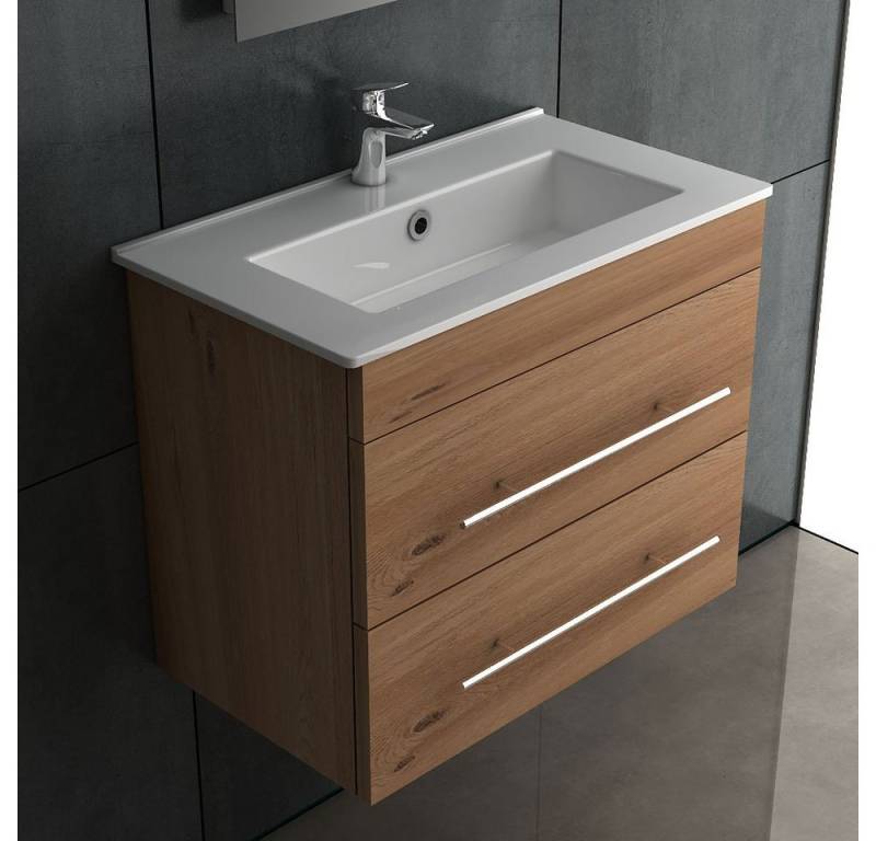 Alpenberger Badezimmer-Set Waschbecken mit Unterschrank - Waschbeckenunterschrank 60 cm Breit, (Komplett-Set Vormontiert 60 cm breit, 2-St., Handwaschbecken mit Badschrank), Hygienische Nanobeschichtung, Soft-Close Schubladen von Alpenberger