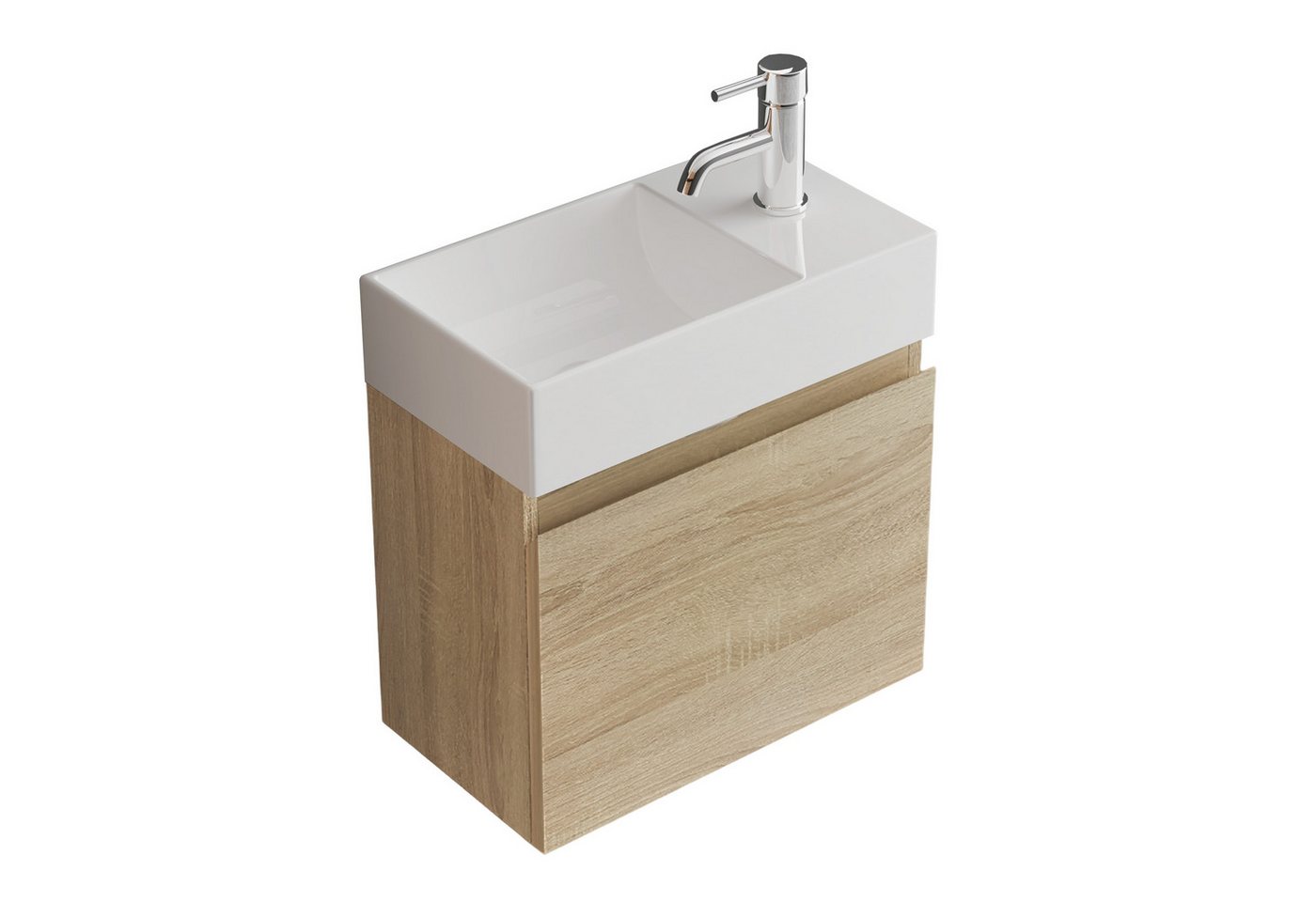 Alpenberger Badmöbel-Set - Waschbecken mit Unterschrank - Badschrank Komplett Vormontiert, (2-tlg., Badschrank Schmal mit Keramik Waschtisch), Komplett Vormontiertes Badmöbel für Kleine Bäder von Alpenberger