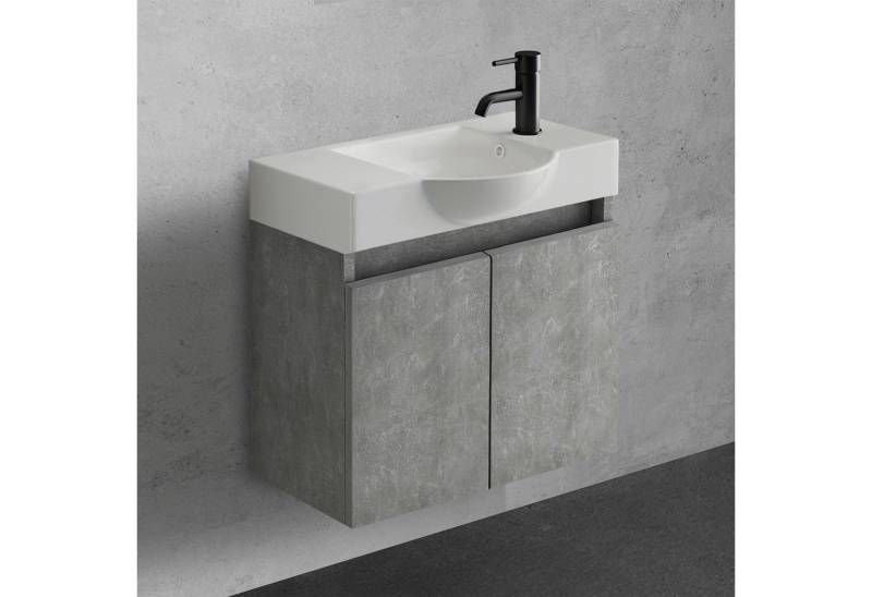 Alpenberger Badmöbel-Set Gäste WC Waschbecken mit Unterschrank 55 cm Breit, (Badmöbel Schmal, Kleiner Badezimmerschrank), Waschbeckenunterschrank mit Softclose Funktion von Alpenberger