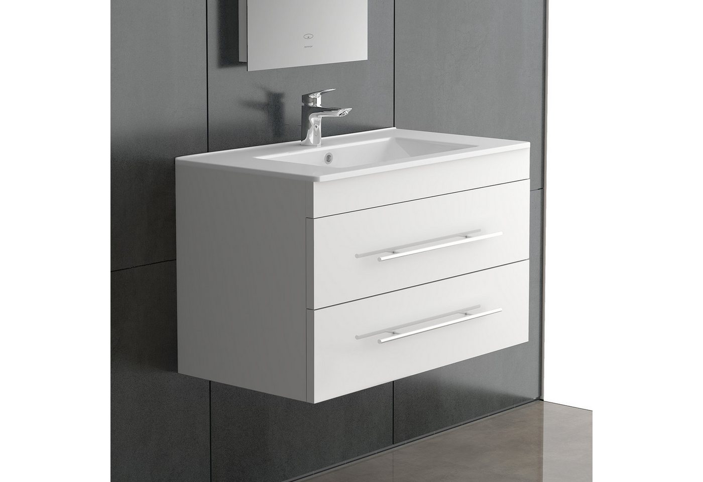 Alpenberger Badmöbel-Set Waschbecken mit Unterschrank - Waschbeckenunterschrank mit Schubladen, (Badezimmerschrank - Weiß, Schrank Badschrank - 70 cm), Gäste WC & Badezimmer Set - Waschtisch mit Nano von Alpenberger