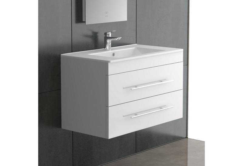 Alpenberger Badmöbel-Set Waschbecken mit Unterschrank - Waschbeckenunterschrank mit Schubladen, (Badezimmerschrank - Weiß, Schrank Badschrank - 70 cm), Gäste WC & Badezimmer Set - Waschtisch mit Nano von Alpenberger