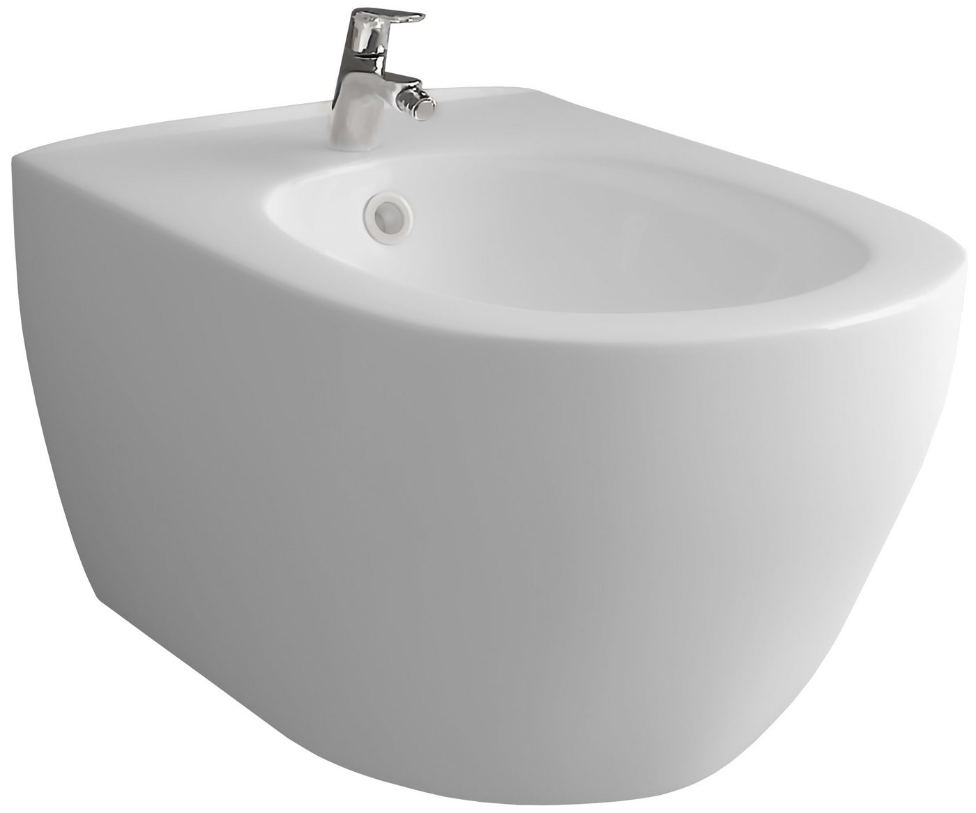 Alpenberger Bidet Hänge Bidet Keramikschüssel für Intimdusche Podusche, Oval, Wandmontage, Waagerecht Abgang, mit Überlauf und Hahnloch, 1 tlg., Wand-Bidet aus Keramik von Alpenberger