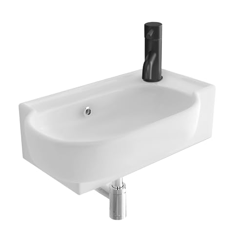 Alpenberger Ovales Mini Handwaschbecken | Waschtisch Wandmontage | Keramik Waschbecken Klein mit Überlauf | Hängewaschbecken für Gäste-WC & Badezimmer | Gästeklo Waschbecken 45 cm Eckwaschbecken Alpenberger Ovales Mini Handwaschbecken | Waschtisch Wandmontage | Keramik Waschbecken Klein mit Überlauf | Hängewaschbecken für Gäste-WC & Badezimmer | Gästeklo Waschbecken 45 cm Eckwaschbecken von Alpenberger Germany