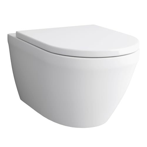 Alpenberger Toilette Spülrandlos | Wand WC mit Nano | Toilettendeckel mit Absenkautomatik | Hänge WC für Badezimmer | Moderne Gäste WC Toiletten | Tiefspüler Passend Geberit (Almeira 8200 S) von Alpenberger