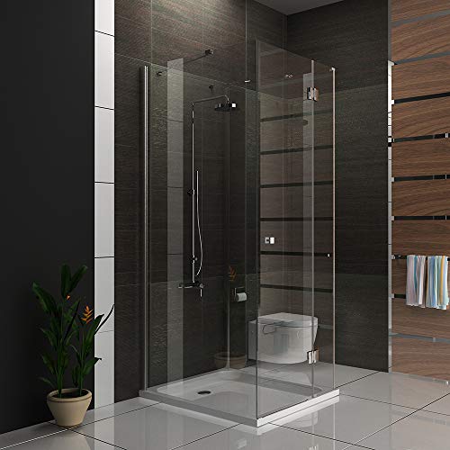 Alpenberger Duschkabine U Form | Duschkabine 3 Seitig Duschabtrennung mit Antikalk | Komplettdusche aus ESG Sicherheitsglas | Glasdusche mit Pendeltür (100 x 90 x 100 cm) von Alpenberger