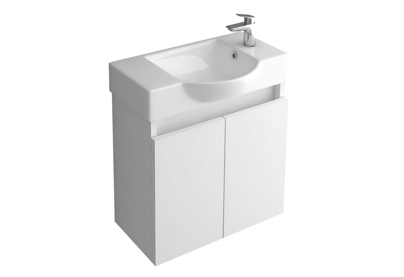 Alpenberger Waschbecken Badmöbel SET 55 cm Breit - Waschtisch mit Unterschrank in Weiß (Komplett-Set Vormontiert für Gäste WC & Bad, 2-St., 2-tlg. Stauraum Schrank), Soft-Close Schrank 2-türig, pflegeleichtes Keramik Becken Alpenberger Waschbecken Badmöbel SET 55 cm Breit - Waschtisch mit Unterschrank in Weiß (Komplett-Set Vormontiert für Gäste WC & Bad, 2-St., 2-tlg. Stauraum Schrank), Soft-Close Schrank 2-türig, pflegeleichtes Keramik Becken von Alpenberger