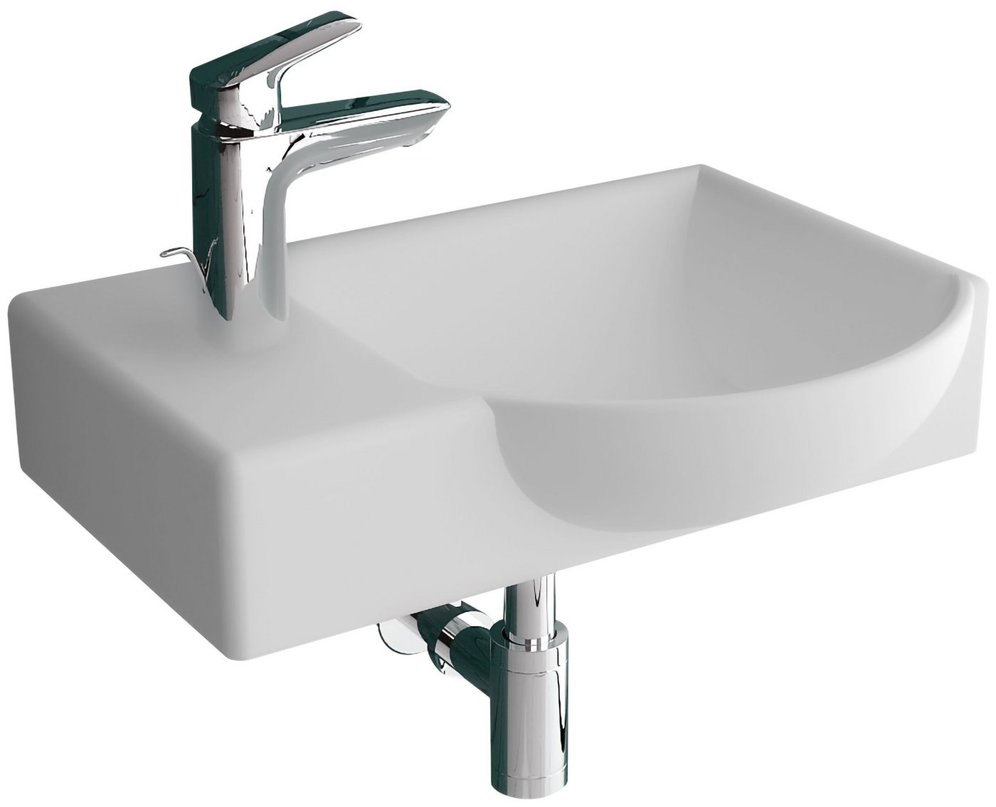 Alpenberger Waschbecken 45 cm Breit - Hängewaschbecken mit Überlauf aus Keramik (Handwaschbecken für Badezimmer & Gästebad, 1-St., 1-tlg. Waschtisch), Wash Basin pflegeleicht, Kleines Gäste WC Lavabo & Bad Spülbecken von Alpenberger