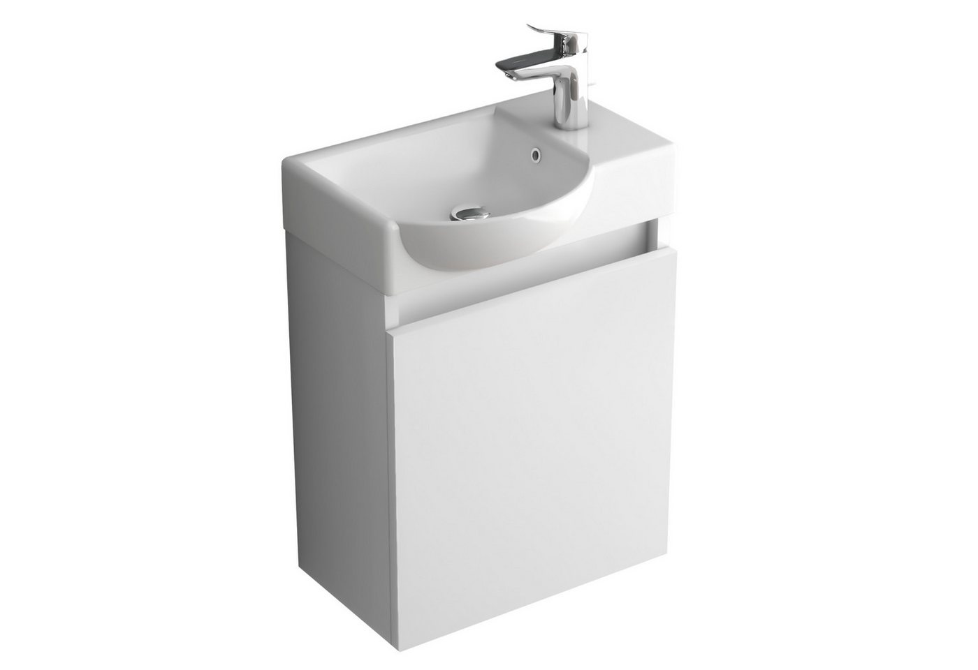 Alpenberger Waschbecken Gäste WC Waschbecken mit Unterschrank - Hängeschrank Vormontiert (2 teilig WC Schrank Schmal - Waschtischschrank, Waschtisch Komplettset - Badmöbel Gäste WC), Mini Waschbecken Gäste WC - Unterschrank Bad Weiß von Alpenberger