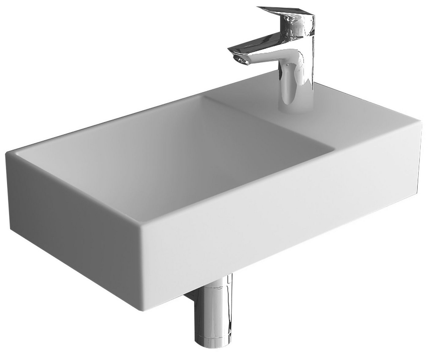 Alpenberger Waschbecken für Gäste WC & Bad - Keramik Miniwaschbecken Washbasin (1-tlg, Spülbecken), Hängewaschbecken Eckig, Weiß, 45 cm Breit von Alpenberger