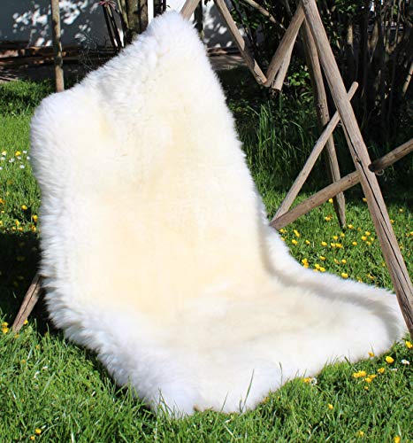Alpenfell Lammfell Weiß Premium-Qualität 90-100cm echtes Fell ökologische Gerbung von Alpenfell