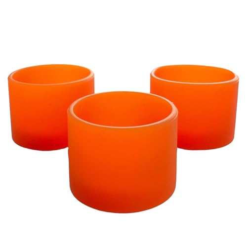 Alpenglück Teelichthalter Silkylight Minis 3 Stück, 5cm ORANGE. Windlicht Teelichtglas Kerzenglas aus Silikon Partydeko 3er Set, 1002-5-70 von Alpenglück