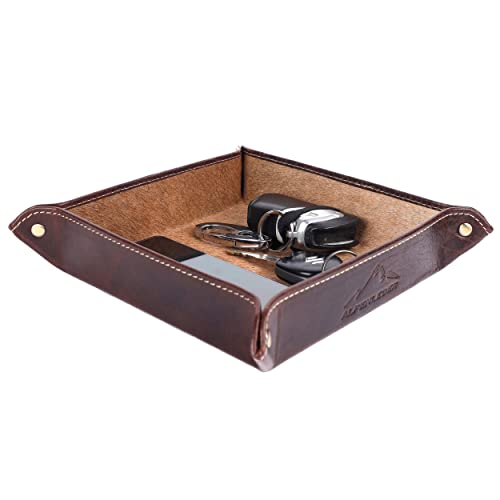 Alpenleder Schlüsselschale - Modell: GRATTLER (Handgefertigt) - Nachhaltiges Bio-Leder aus regionaler Landwirtschaft | Taschenleerer Leder *Made in Germany* (22x22x5cm) (Kuhfell) von Alpenleder