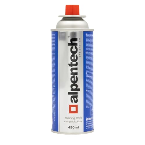 Alpentech Camping Butan 250g 450ml Gaskartuschen Gasflasche für Gaskocher Campingkocher Bunsenbrenner Lötbrenner 400ml von Alpentech