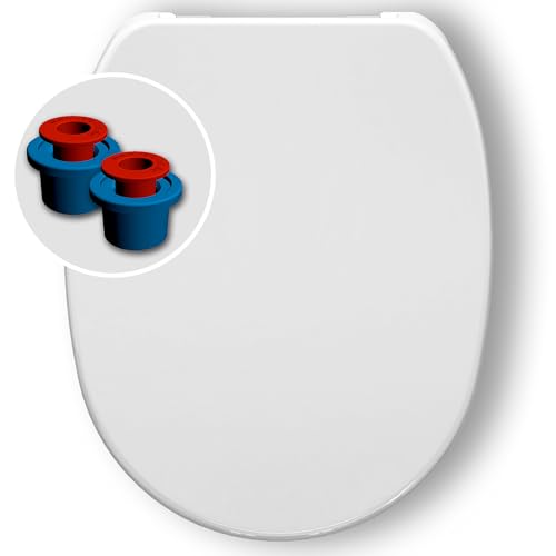 Alpenthron Schneeberg Plus WC Sitz, Duroplast Toilettendeckel mit Absenkautomatik, Quick-Release, Verstellbare Scharniere (Schneeberg Plus mit Montagehülsen - Weiß) von Alpenthron