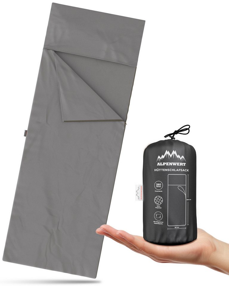 Alpenwert Schlafsackinlett Hüttenschlafsack Deckenschlafsack Schlafsack Inlett Sommerschlafsack, (220cm x80cm, 1-St., Hüttenschlafsack und Tasche), Hüttenschlafsack Ultraleicht 290g Reisebettwäsche von Alpenwert